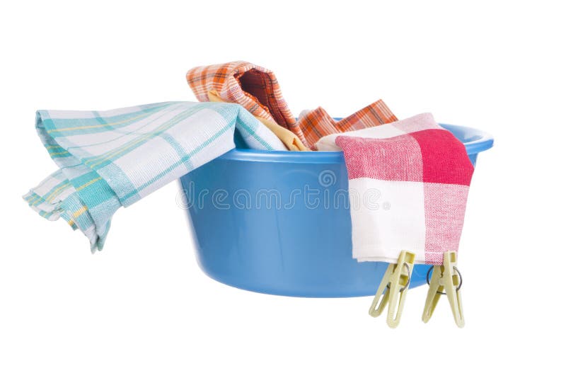 Laundry Washbasin with Clothes Stock Image Image of colorful, blue