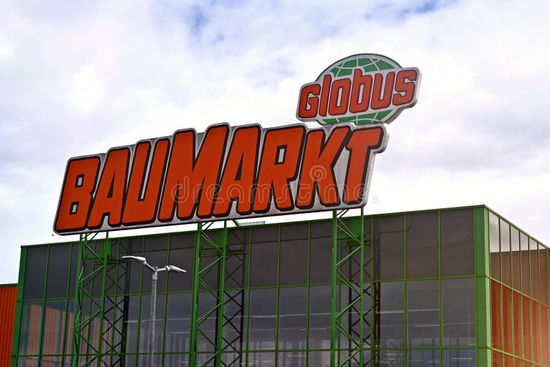 Laupheim, Germany May, 27, 2024 Facade of Globus Baumarkt Hardware
