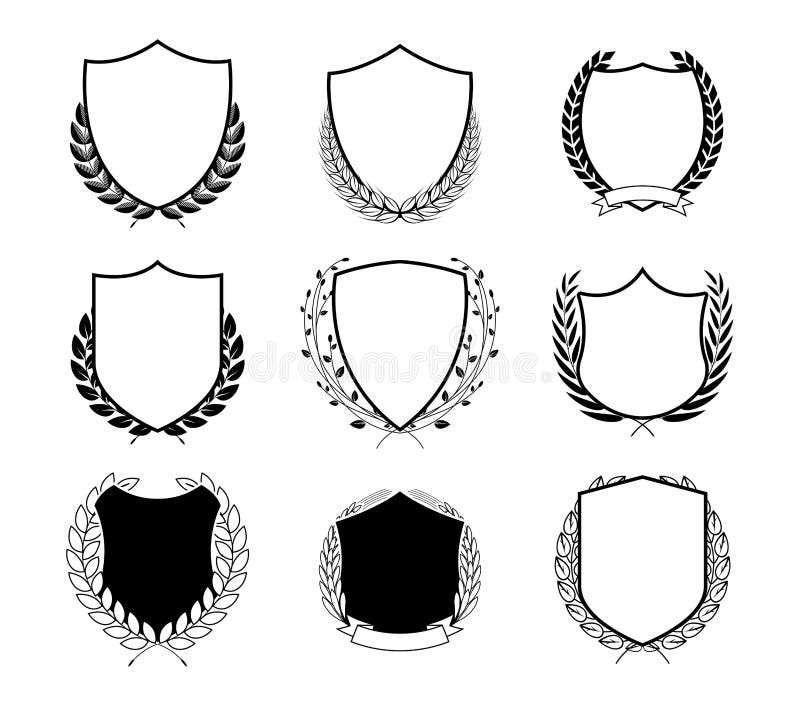 Laurel Wreath Badges Vector Schablone für Preise, Gütezeichen, Diplome und Zertifikate lizenzfreie abbildung Laurel Wreath Badges Vector Schablone für Preise, Gütezeichen, Diplome und Zertifikate lizenzfreie abbildung