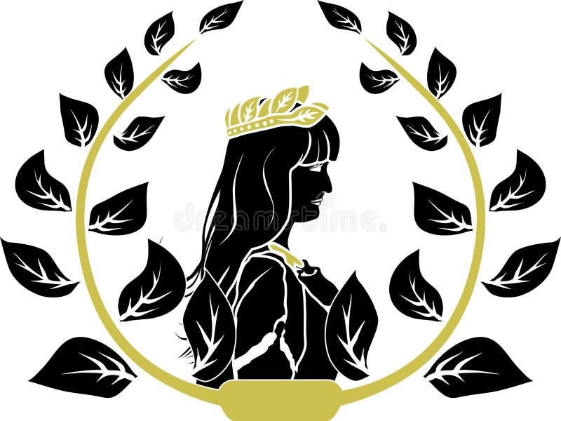 Laurel wreath with woman profile