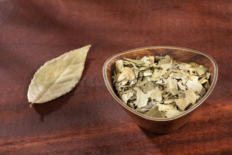 Laurus Nobilis Crushed Bay Leaves. Text Space Stock Photo Image of