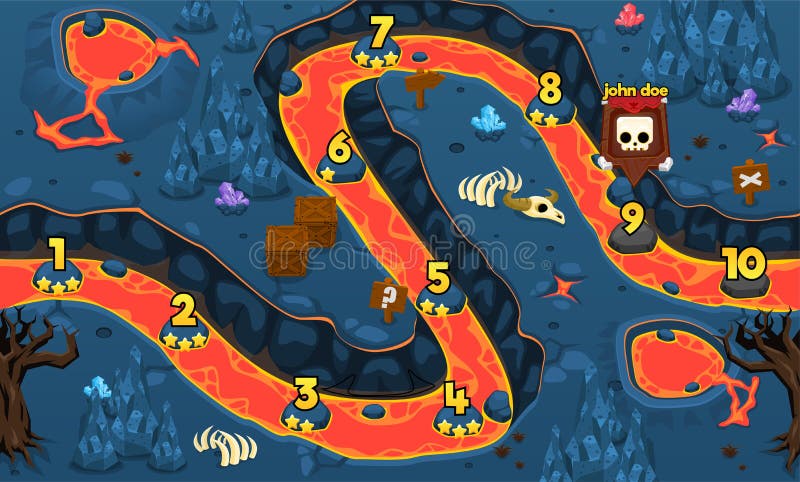Lava Cave Game Level Map royalty free illustration