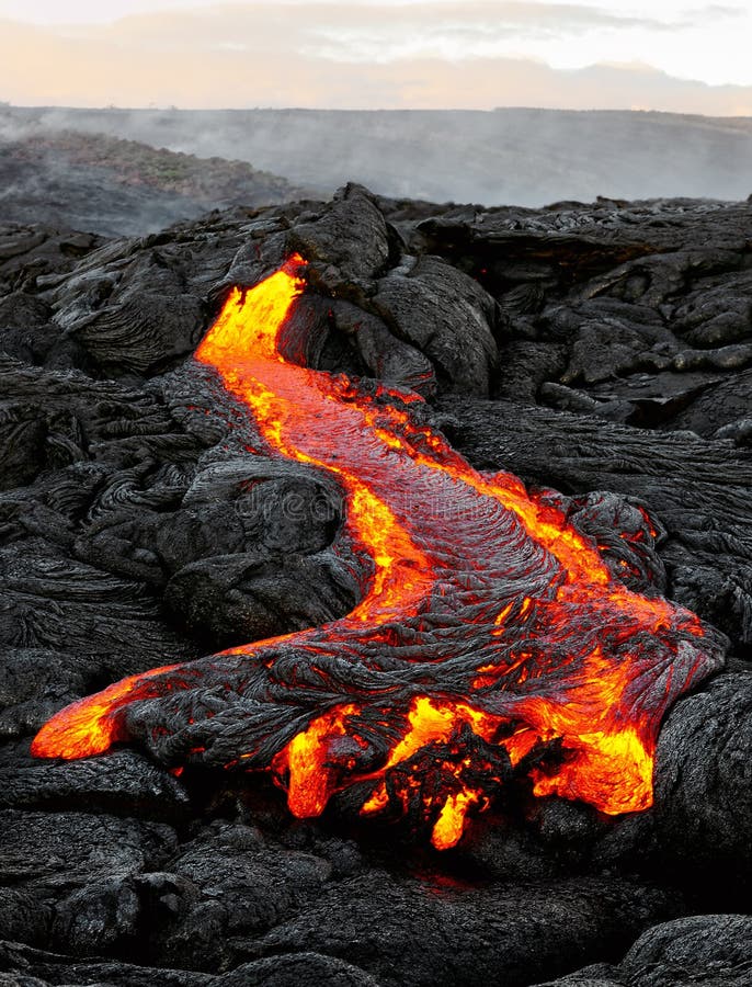 Hawaii - lava emerges from a column of the earth