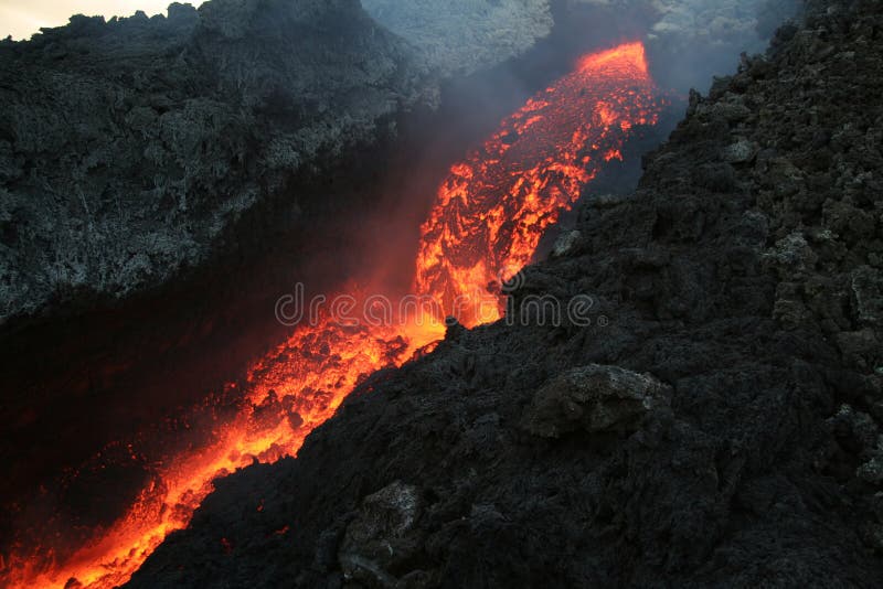 Lava flowing from Etna royalty free stock photo