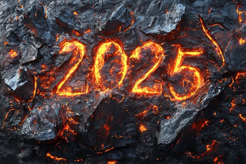 Lava Flows Emitting Glowing Magma Highlights stock illustration