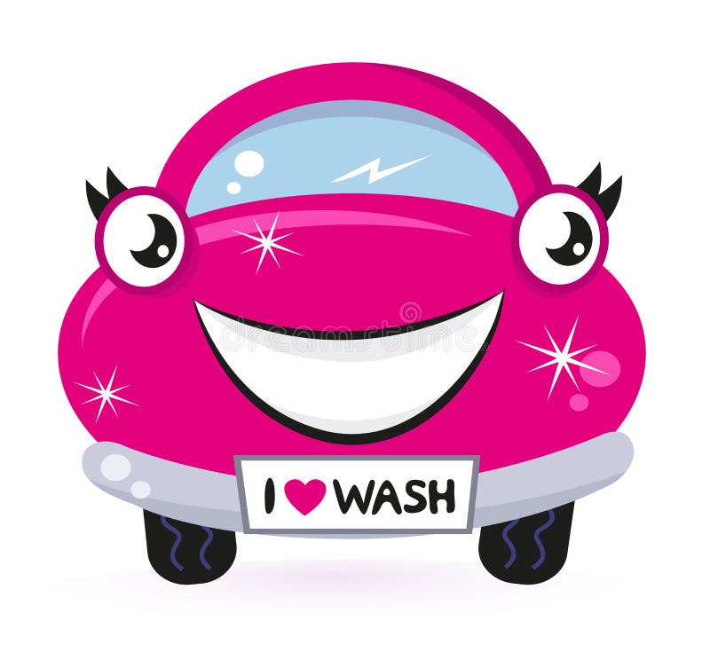 Lavage de voiture rose mignon illustration de vecteur Lavage de voiture rose mignon illustration de vecteur