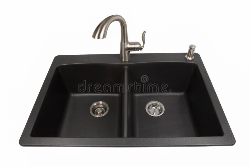 Lavandino del granito con il rubinetto inossidabile spazzolato fotografia stock Lavandino del granito con il rubinetto inossidabile spazzolato fotografia stock