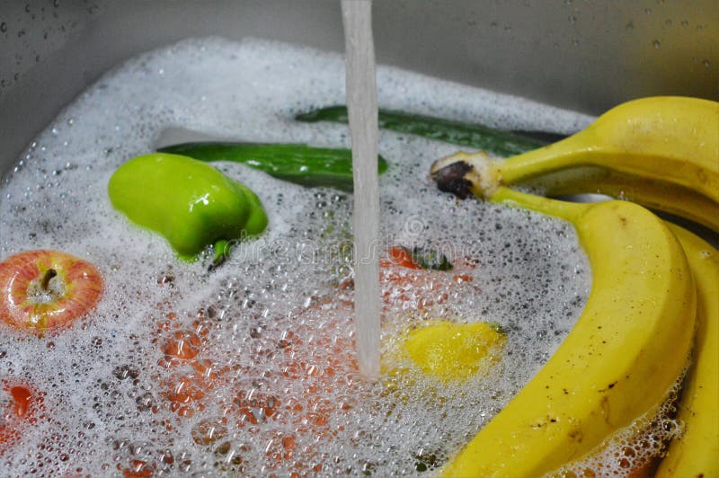 Wash fruit in clean water with soap. Wash fruit in clean water with soap