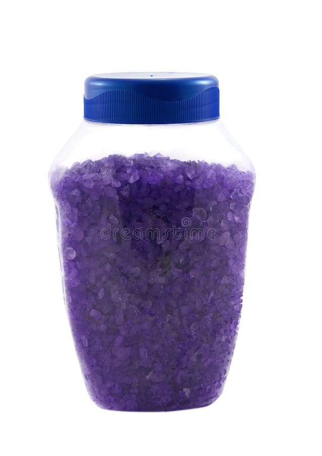 Lavender Bath Salt in Plastic Jar Stock Photo Image of health, bath