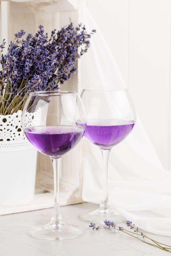 Lavender drinks in glass stock image. Image of aromatic 70528761