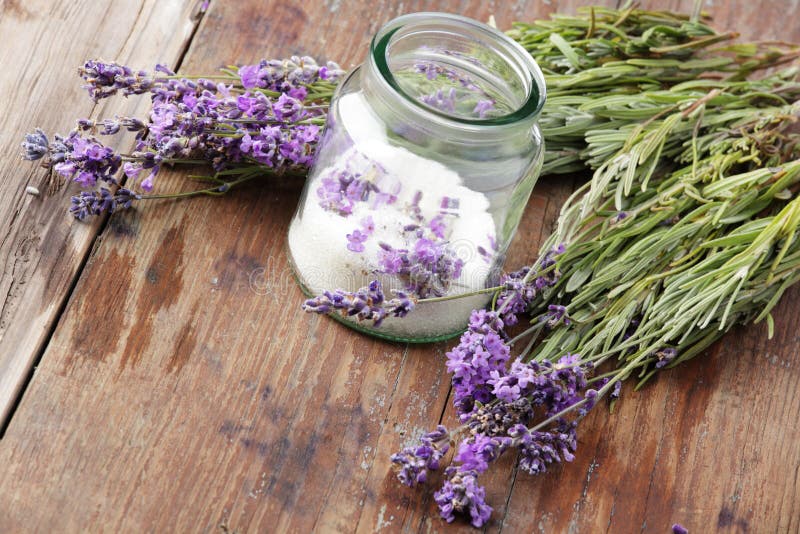 Lavender sugar in a jar