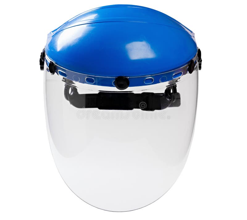 Lavoratore protettivo di plastica della maschera di protezione isolato su backgr bianco immagine stock Lavoratore protettivo di plastica della maschera di protezione isolato su backgr bianco immagine stock