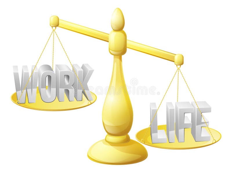 Work life balance concept, work and life on scales with not enough work getting done. Work life balance concept, work and life on scales with not enough work getting done