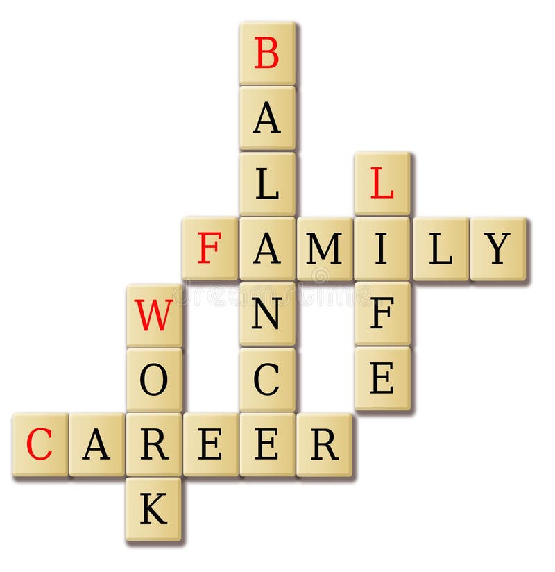 Crossword of balancing work and life concept. Crossword of balancing work and life concept