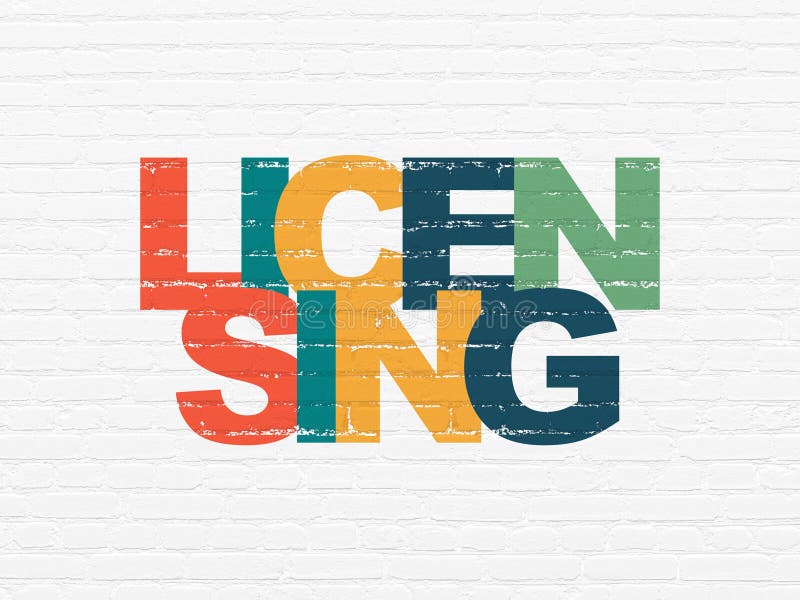 Law Concept Licensing on Wall Background Stock Illustration