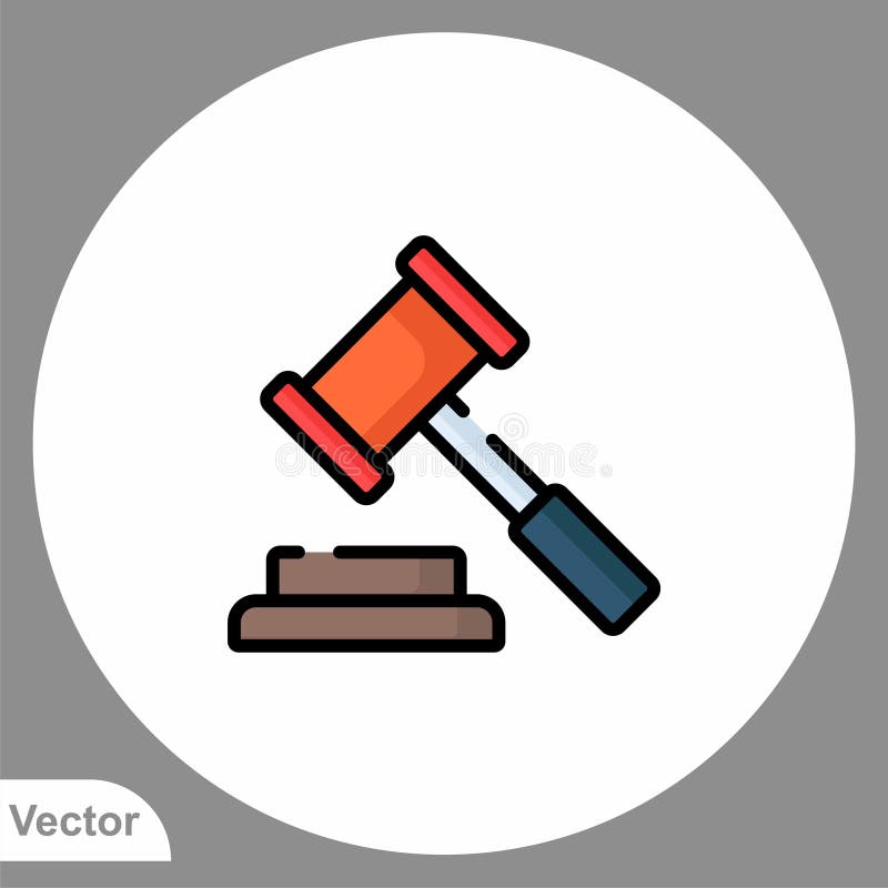 Law Hammer Vector Icon Sign Symbol Stock Vector Illustration of