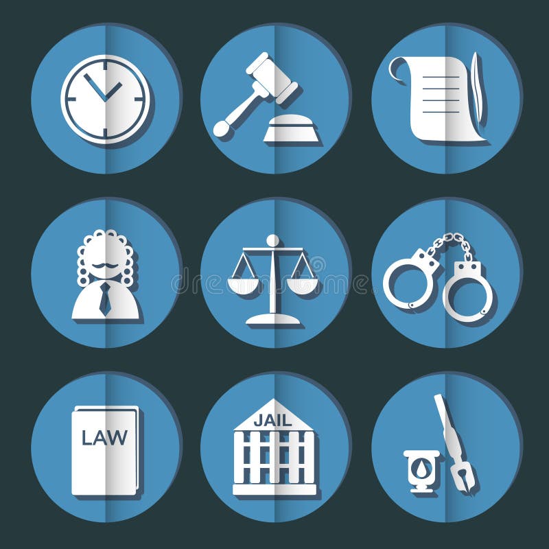 Law judge icon set, justice sign vector illustration