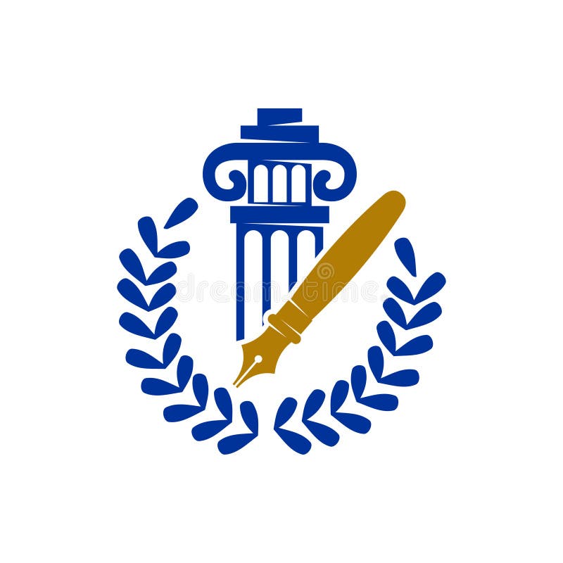 Law Justice Firm Pillar Pen Leaf logo Design Vector Isolated vector illustration