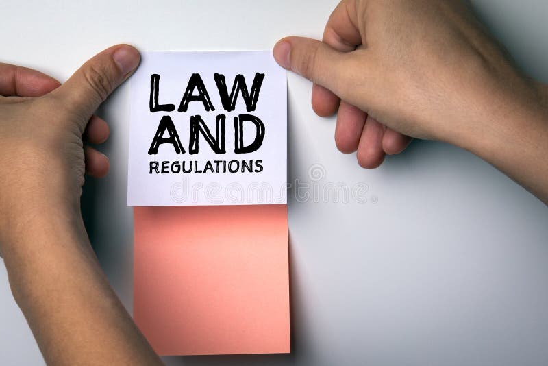 LAW and REGULATIONS Concept. Colored Sticky Notes Stock Photo Image