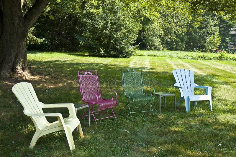 Lawn Chairs stock image. Image of lawn, furniture, outside 15893289