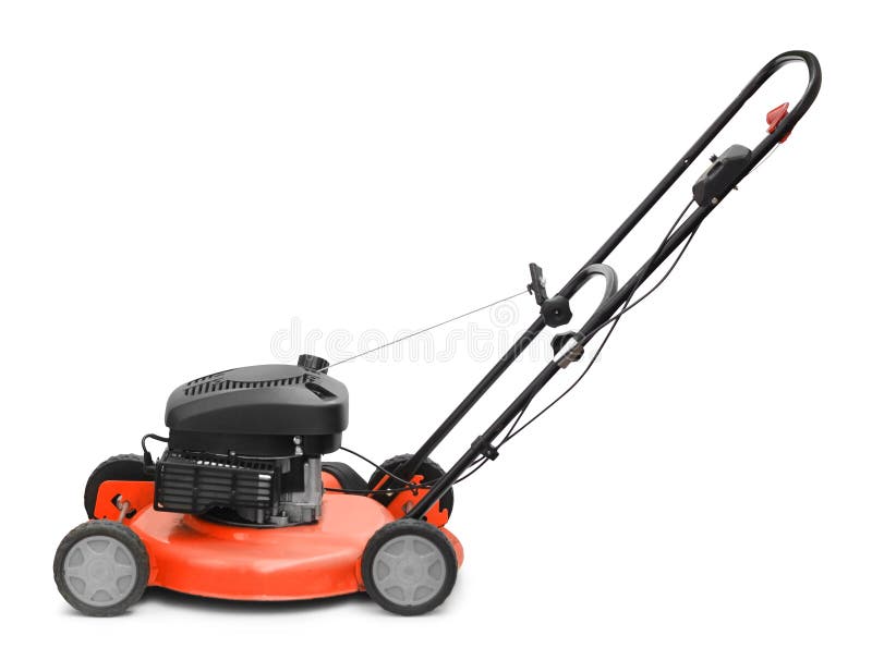 Lawn mower isolated on white stock photography
