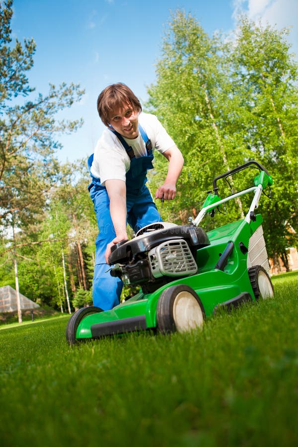 Lawn mower man stock images