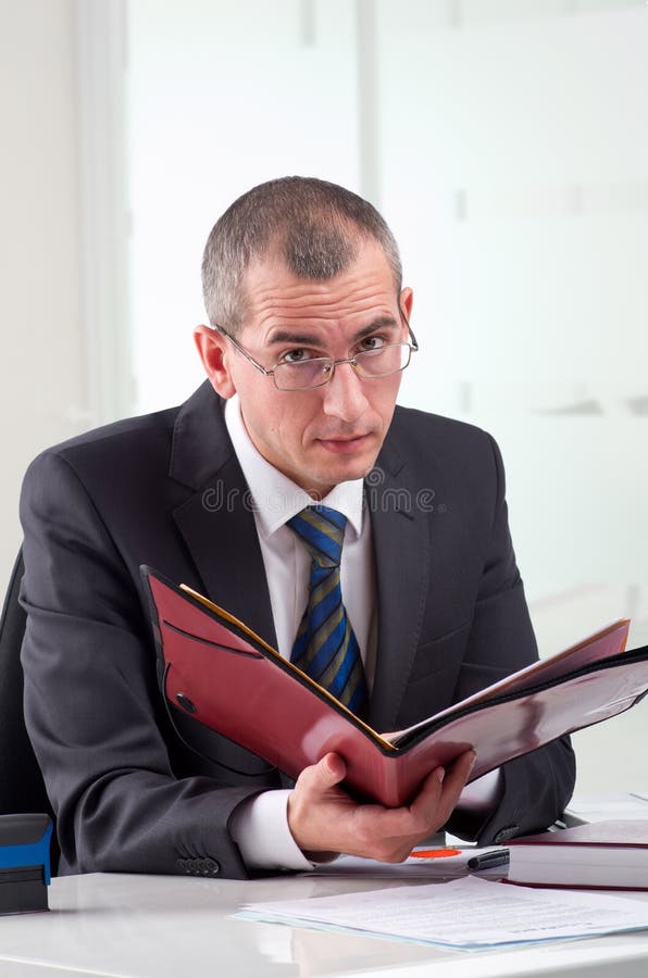 Lawyer on his workplace stock photo. Image of paper, hand 23701656