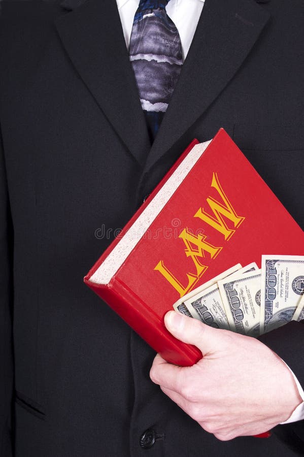 Lawyer Holding Law Book, Money, Corruption