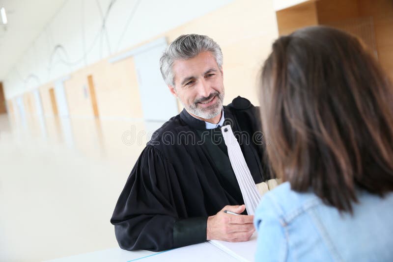Lawyer Meeting Client before Trial Stock Photo Image of attorney