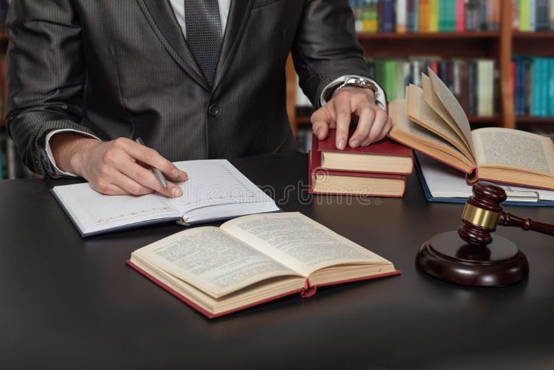Lawyer Works with Documents in His Office Stock Image Image of modern
