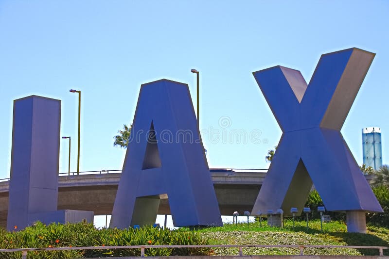 LAX Airport Sign in Los Angeles Editorial Image - Image of courtyard ...