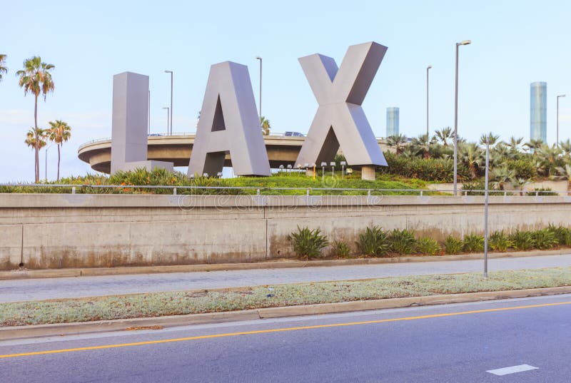 LAX letters in front of Los Angeles International Airport, USA