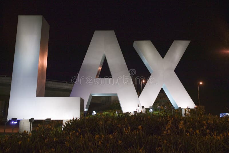 LAX Sign at Night Welcoming Travelers To Los Angeles International ...