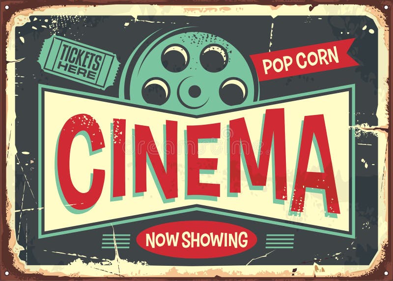 Cinema retro decorative sign layout. Vintage poster design for cinema. Movies and entertainment theme. Vector illustration. Cinema retro decorative sign layout. Vintage poster design for cinema. Movies and entertainment theme. Vector illustration.