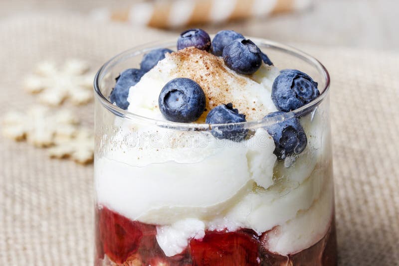 Layer Strawberry, Blueberry and Muesli Dessert Stock Photo Image of