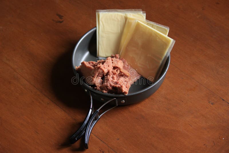 Layered Cheese and Ground Beef are Delicious for Sandwiches Stock Photo