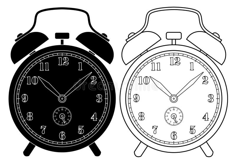 Vector illustration outline of alarm clock stock illustration
