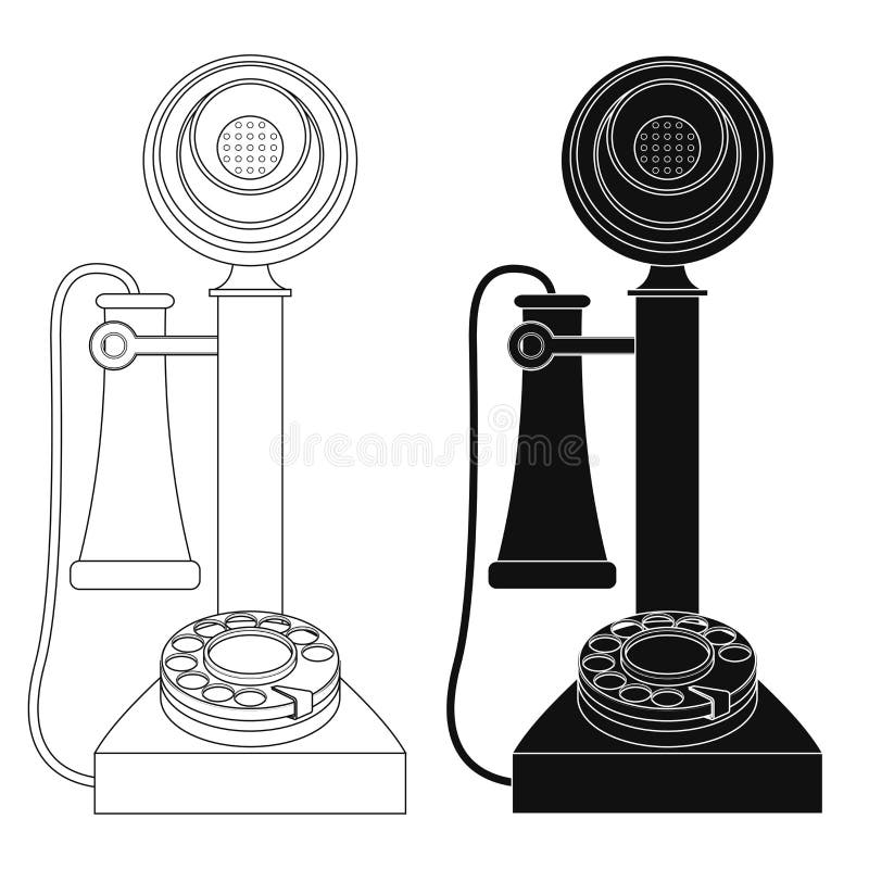 Vector illustration outline of old telephone stock illustration