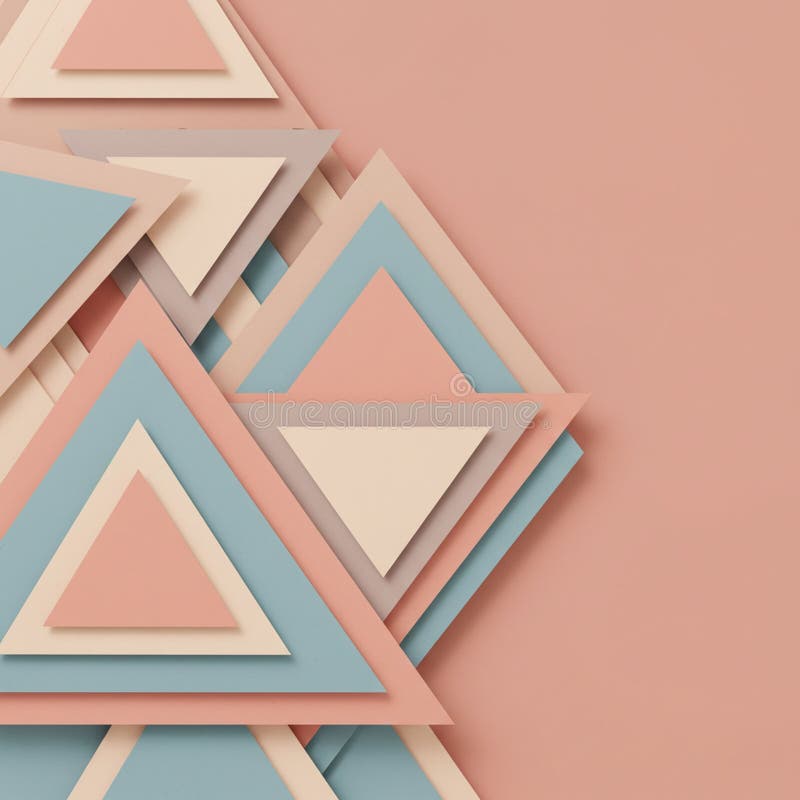 Layered geometric design featuring stacked triangles in pastel colors. The overlapping royalty free illustration