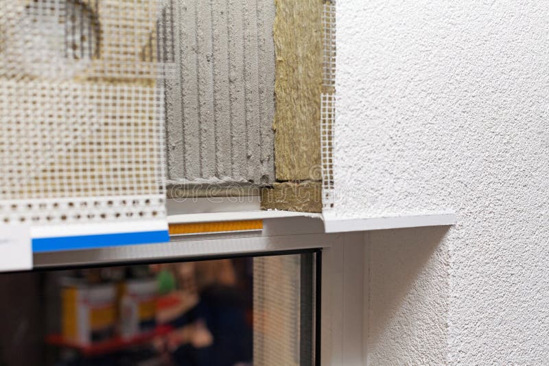 Layered Insulated Wall with Plaster, Glue, Net, Polystyrene, Thermal