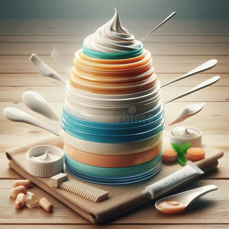 Layered Ointments Ointments with multiple layers that need t stock image