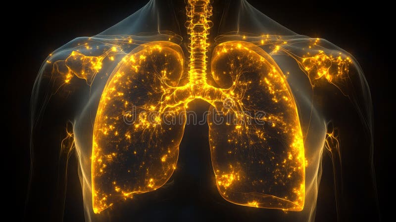 Layered X-ray visualization revealing intricate details of lungs and heart structure stock photography