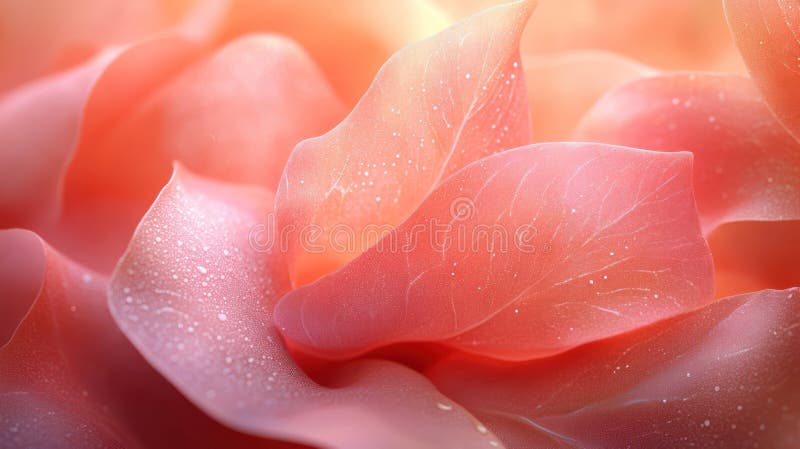 Layered Translucent Peach Fuzz Colored Autumnal Leaves Macro Texture Pattern - Abstract Fall Illustration Background Ban royalty free illustration