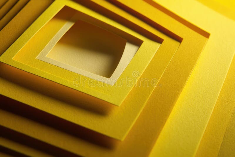 Layered Yellow Paper Cut Design with Depth and Shadows royalty free illustration