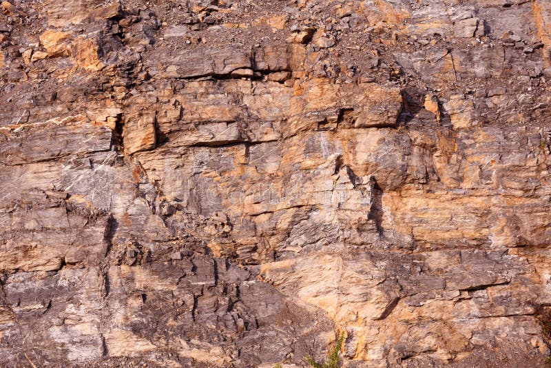 Layers of cracked mountain rock