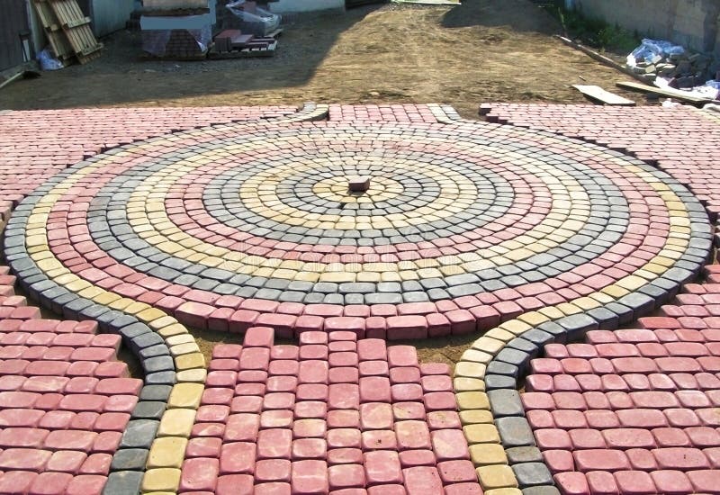 Laying Paving Stones in Sophisticated Patterns. Stock Image Image of