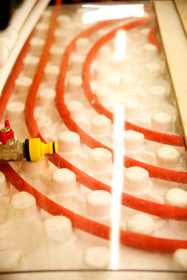 Floor Heating Pipe. Installation of Engineering Systems in a Building