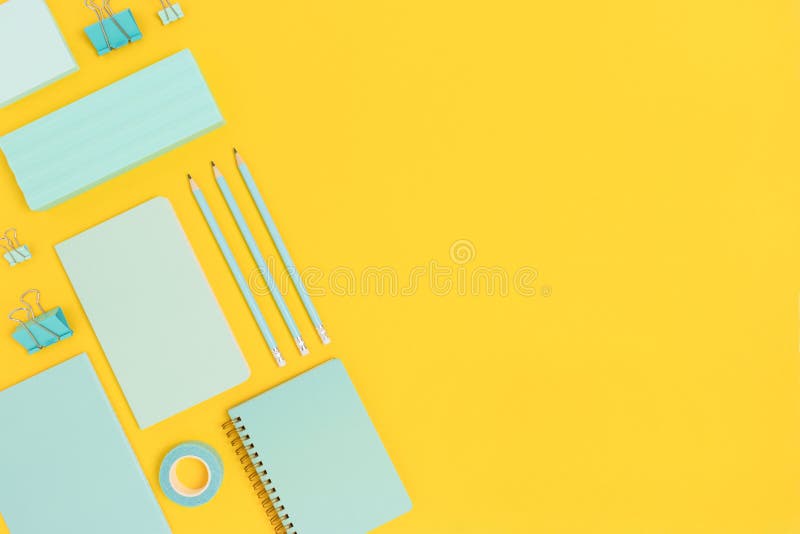 Color School Pencils Border Composition, Top View Photo, Bright