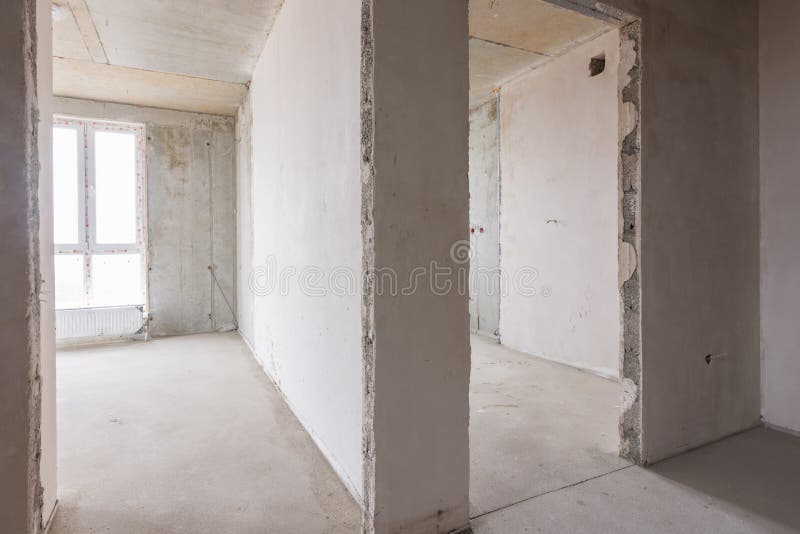 The layout of rooms and rooms in new building, doorways to rooms with stained glass windows