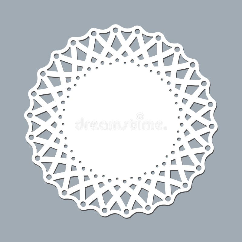 Layout template lace napkin for laser paper cutting. Round pattern ornament. Mockup of a white lace doily, napkin lasercut frame. Design element for lasercut invitation, banner. Vector laser cut round doily. Layout template lace napkin for laser paper cutting. Round pattern ornament. Mockup of a white lace doily, napkin lasercut frame. Design element for lasercut invitation, banner. Vector laser cut round doily